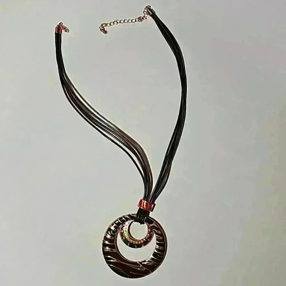 Fashion cord necklace with pendant eighteen inches with adjustable exten…
